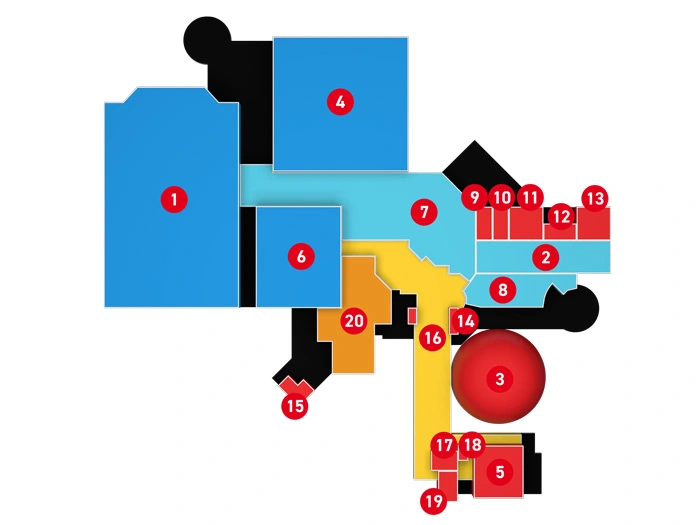 Plan numéroté des salles